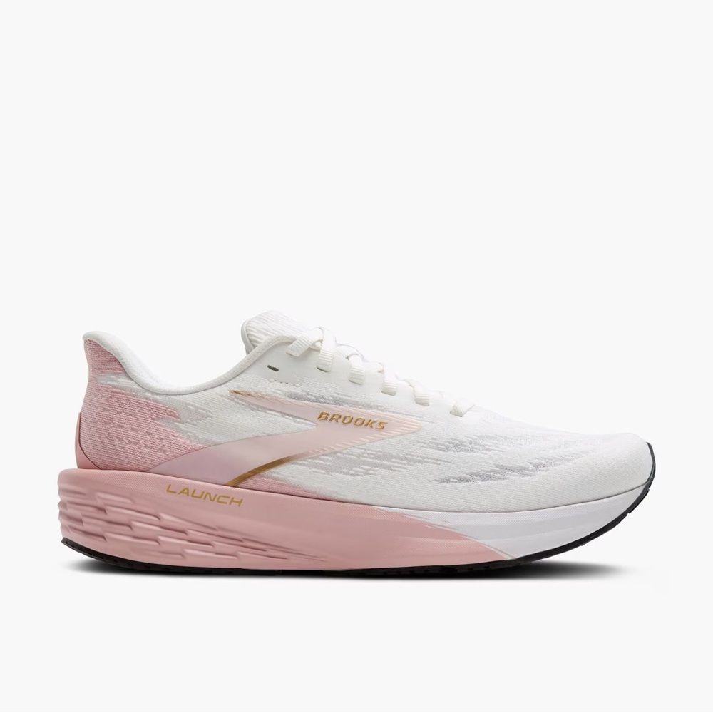 Brooks Women's Launch 11 White and Pink Running Athletic Shoes - Picture 4 of 10